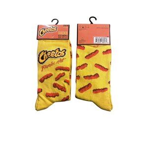 1 Pair FLAMIN' HOT CHEETOS Crew Socks Men's (6-12 Shoe Size) Yellow Red Orange
